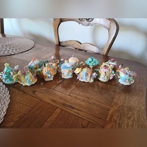 Precious Moments mini tea pot figurines